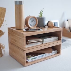 Bambu Freestanding Organizer untuk kertas dan buku